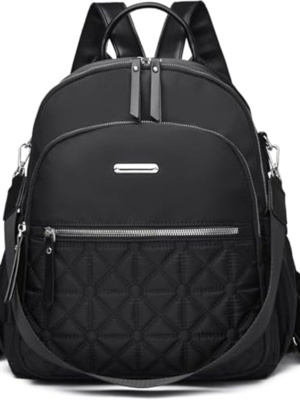 Quilted Nylon Backpack Purse Convertible Daypack Lightweight Shoulder Bag